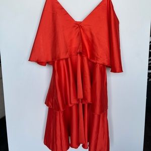 mini silk orange layered dress